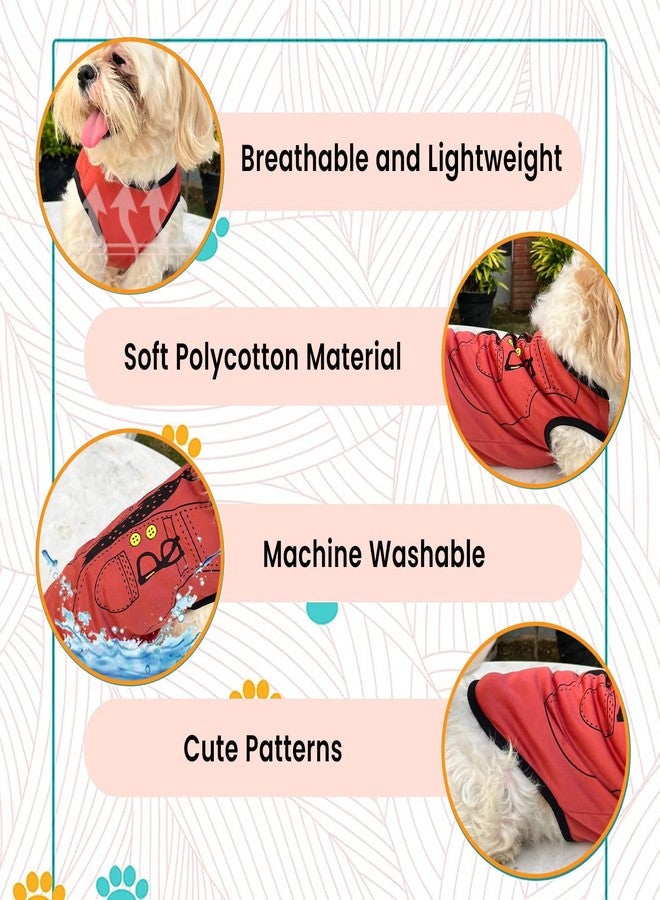 Lulala Pet Shirts Printed Puppy Shirts Cute Dog Shirts Sleeveless Dog Sweatshirts Soft Summer Pet Dog Clothing Breathable Pet Apparel Dog Outfits for Dogs & Cats (Rust, 16 INCH) - Image 3